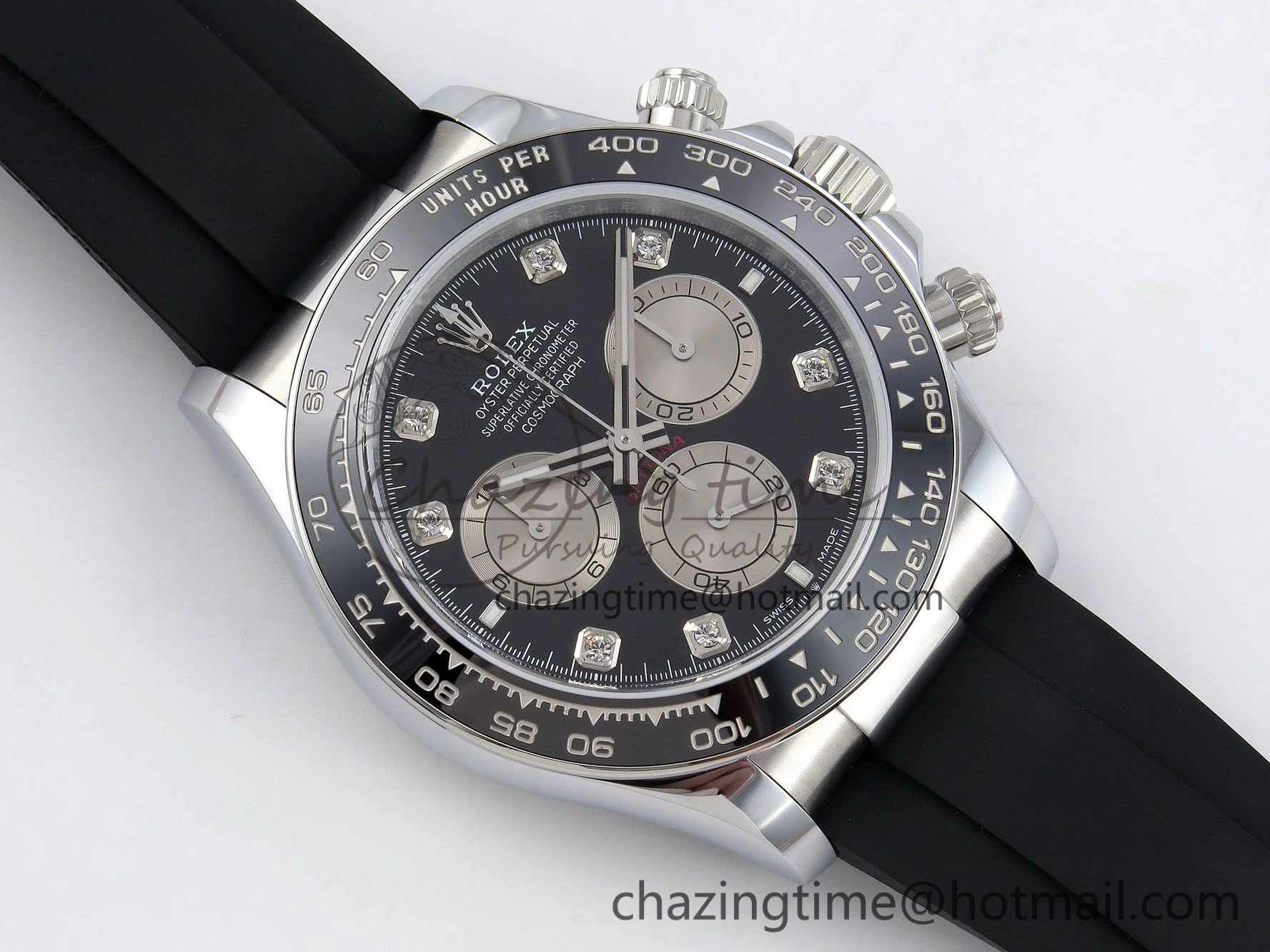 Daytona 116519 QF 1:1 Best Edition Black White Diamonds Dial on Oysterflex Strap SH4130 V3 (Gain Weight)