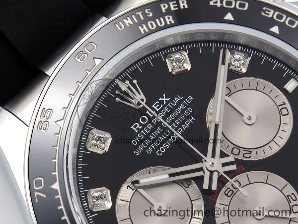 Daytona 116519 QF 1:1 Best Edition Black White Diamonds Dial on Oysterflex Strap SH4130 V3 (Gain Weight)