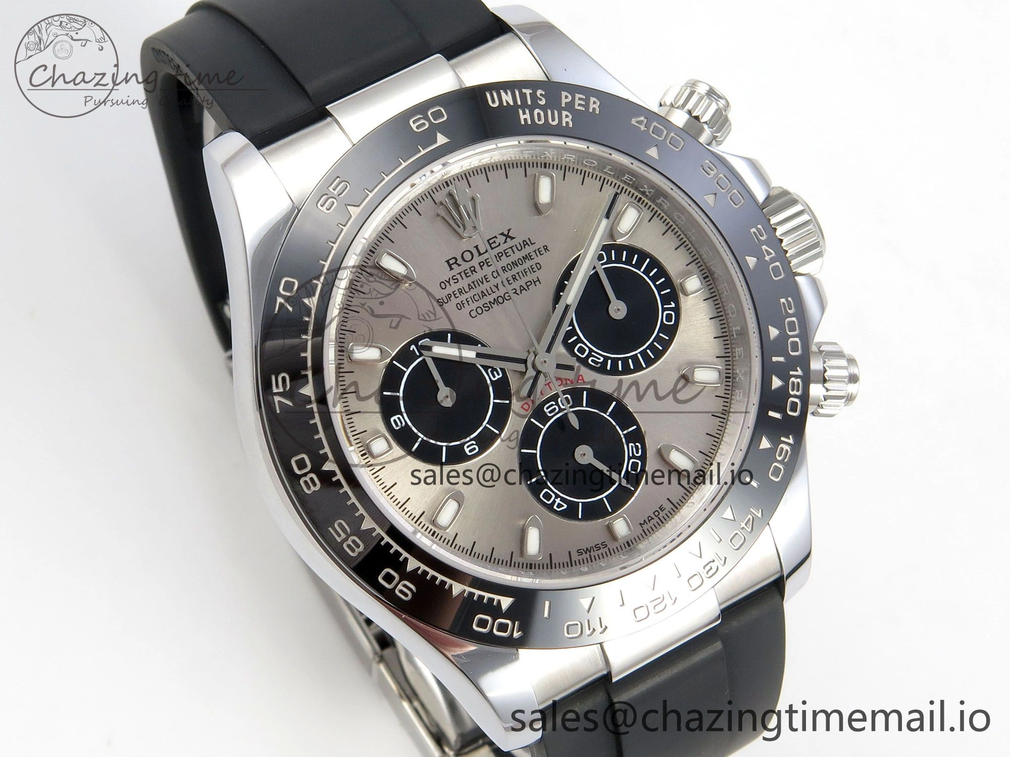 Daytona 116519 SS 3CF 1:1 Best Edition Black Bezel Grey Dial on Oysterflex Strap SH4130 V2(Mod Version)