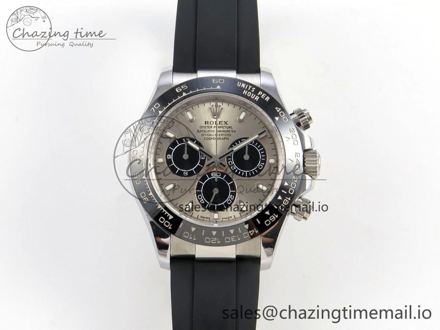 Daytona 116519 SS 3CF 1:1 Best Edition Black Bezel Grey Dial on Oysterflex Strap SH4130 V2(Mod Version)