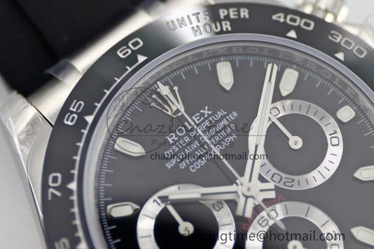 Daytona 116519 SS TWF 1:1 Best Edition 904L Steel Black Dial on Oysterflex Strap A7750