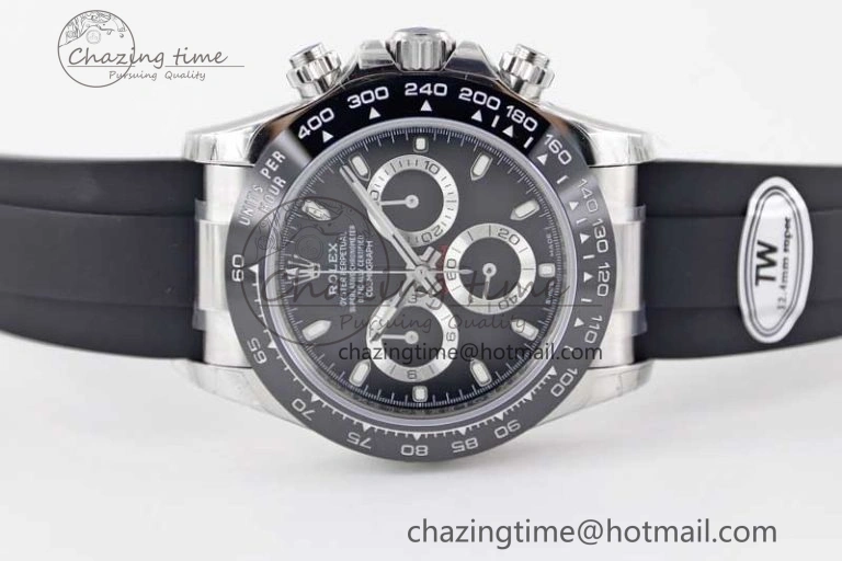 Daytona 116519 SS TWF 1:1 Best Edition 904L Steel Black Dial on Oysterflex Strap A7750