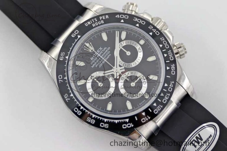 Daytona 116519 SS TWF 1:1 Best Edition 904L Steel Black Dial on Oysterflex Strap A7750
