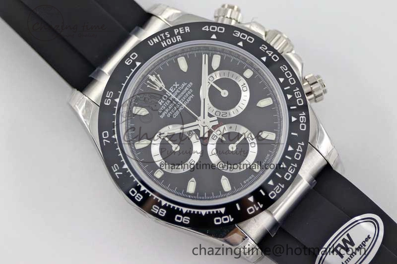 Daytona 116519 SS TWF 1:1 Best Edition 904L Steel Black Dial on Oysterflex Strap A7750