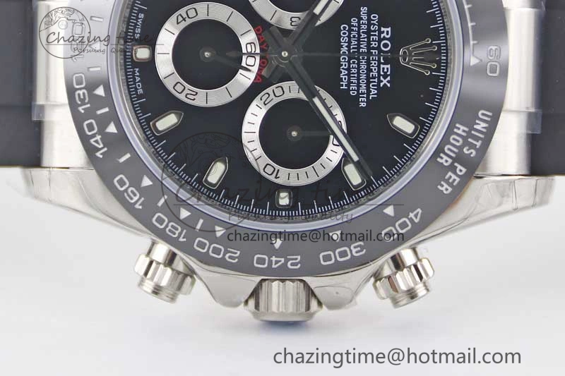 Daytona 116519 SS TWF 1:1 Best Edition 904L Steel Black Dial on Oysterflex Strap A7750
