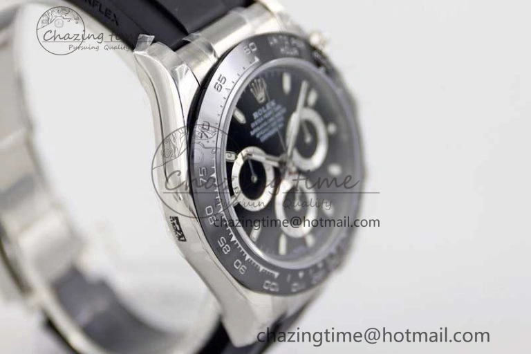 Daytona 116519 SS TWF 1:1 Best Edition 904L Steel Black Dial on Oysterflex Strap A7750