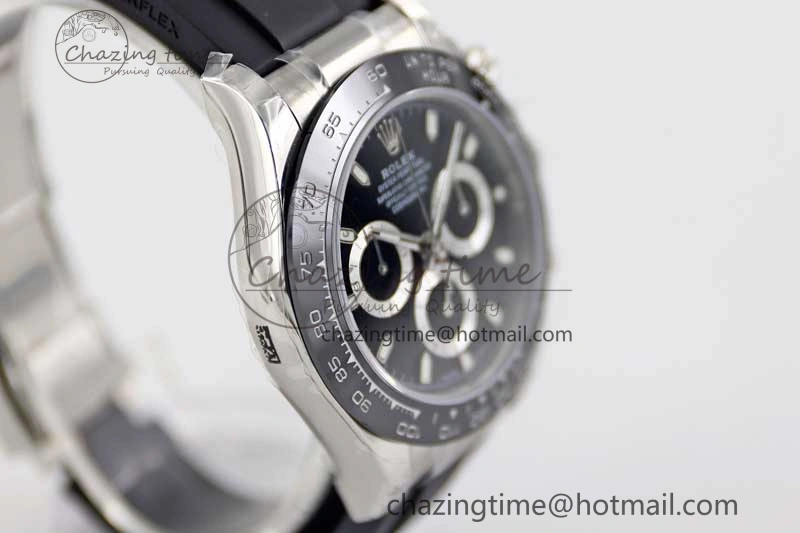 Daytona 116519 SS TWF 1:1 Best Edition 904L Steel Black Dial on Oysterflex Strap A7750