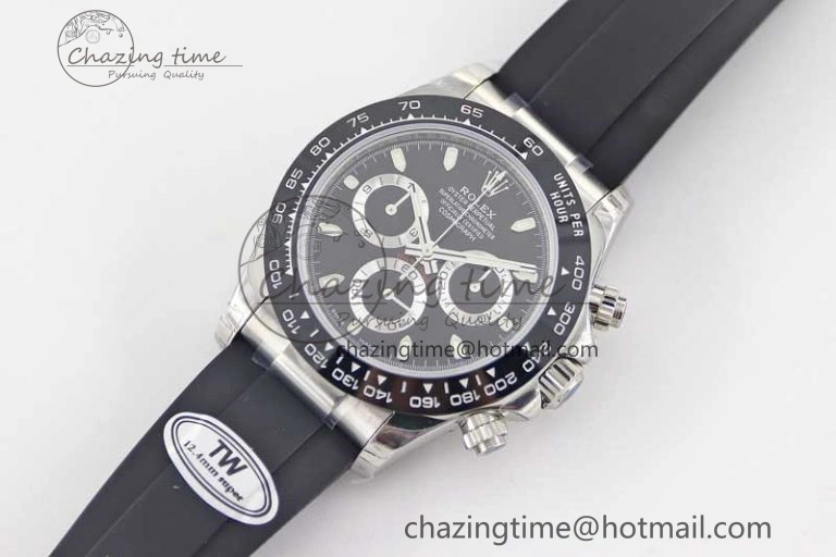 Daytona 116519 SS TWF 1:1 Best Edition 904L Steel Black Dial on Oysterflex Strap A7750