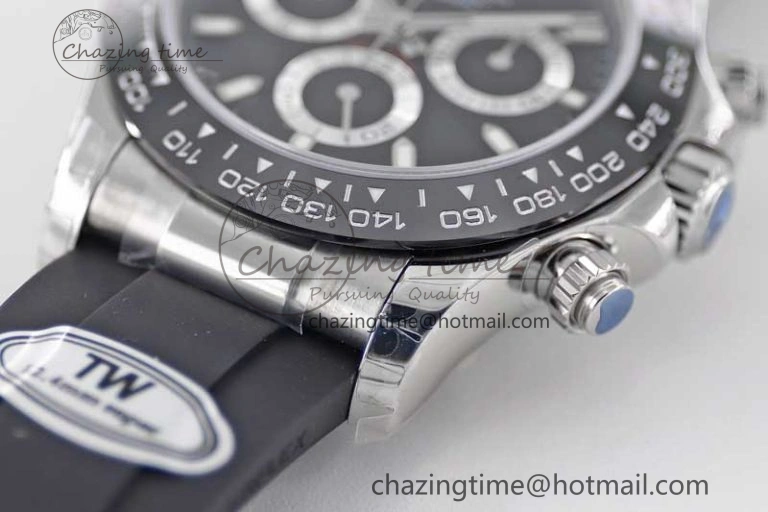 Daytona 116519 SS TWF 1:1 Best Edition 904L Steel Black Dial on Oysterflex Strap A7750