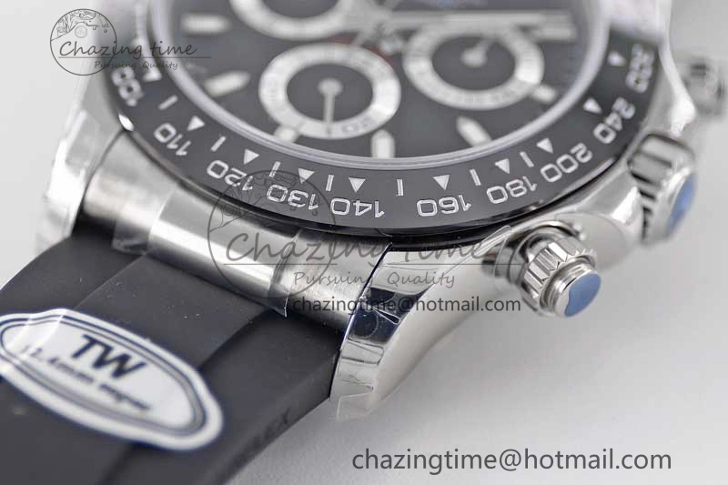 Daytona 116519 SS TWF 1:1 Best Edition 904L Steel Black Dial on Oysterflex Strap A7750