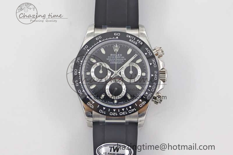 Daytona 116519 SS TWF 1:1 Best Edition 904L Steel Black Dial on Oysterflex Strap A7750
