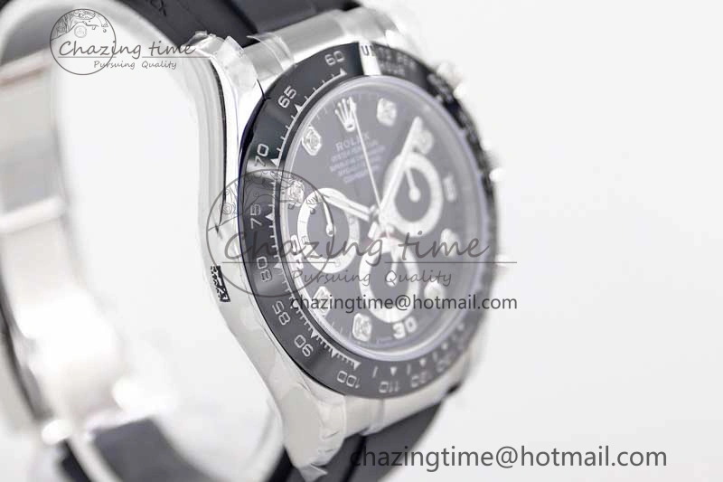 Daytona 116519 SS TWF 1:1 Best Edition 904L Steel Black Diamonds Dial on Oysterflex Strap A7750