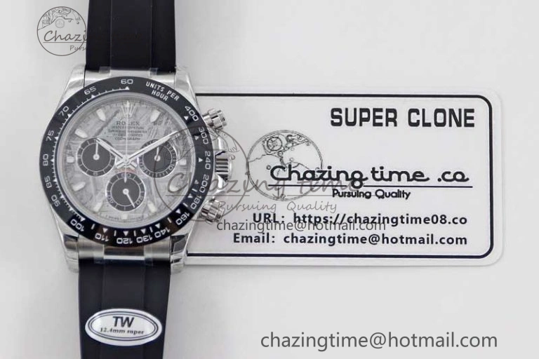 Daytona 116519 SS TWF 1:1 Best Edition 904L Steel Gray Meteorite Black Dial on Oysterflex Strap A7750