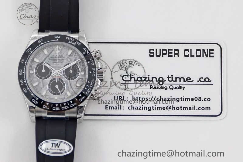 Daytona 116519 SS TWF 1:1 Best Edition 904L Steel Gray Meteorite Black Dial on Oysterflex Strap A7750