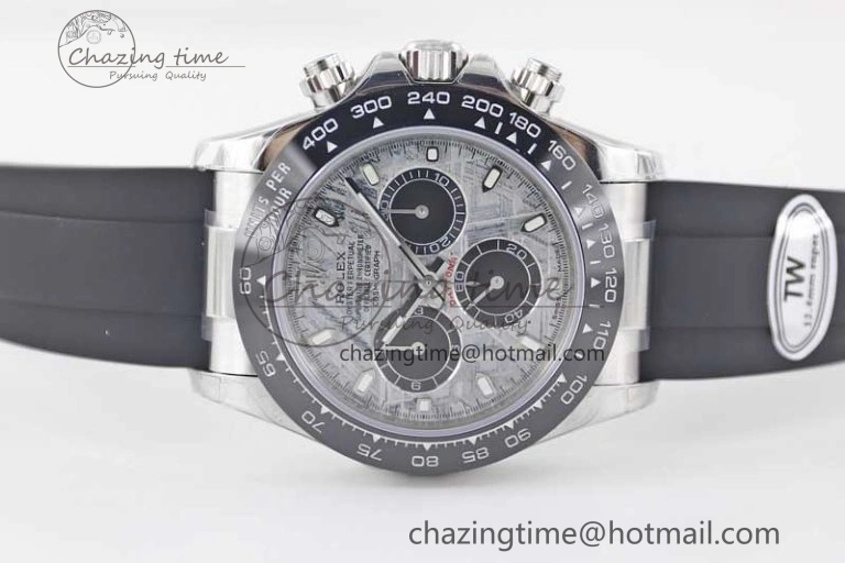 Daytona 116519 SS TWF 1:1 Best Edition 904L Steel Gray Meteorite Black Dial on Oysterflex Strap A7750