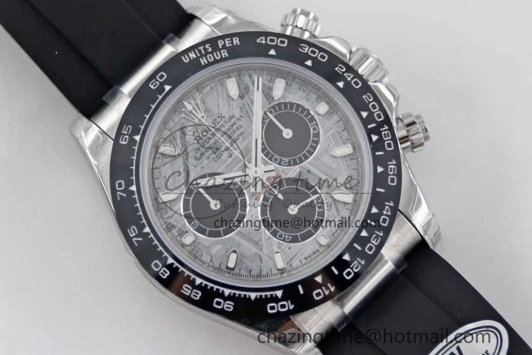 Daytona 116519 SS TWF 1:1 Best Edition 904L Steel Gray Meteorite Black Dial on Oysterflex Strap A7750