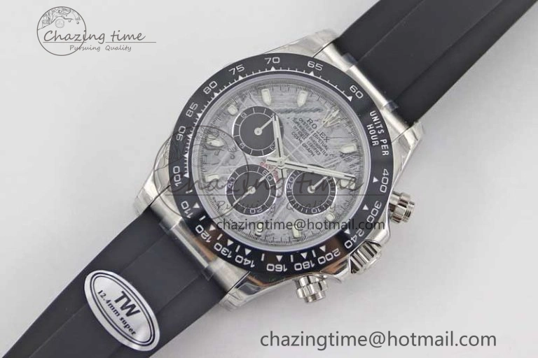 Daytona 116519 SS TWF 1:1 Best Edition 904L Steel Gray Meteorite Black Dial on Oysterflex Strap A7750