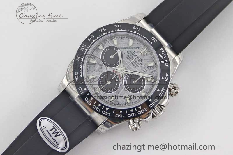 Daytona 116519 SS TWF 1:1 Best Edition 904L Steel Gray Meteorite Black Dial on Oysterflex Strap A7750