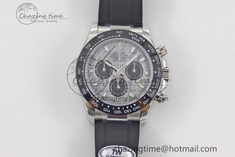 Daytona 116519 SS TWF 1:1 Best Edition 904L Steel Gray Meteorite Black Dial on Oysterflex Strap A7750