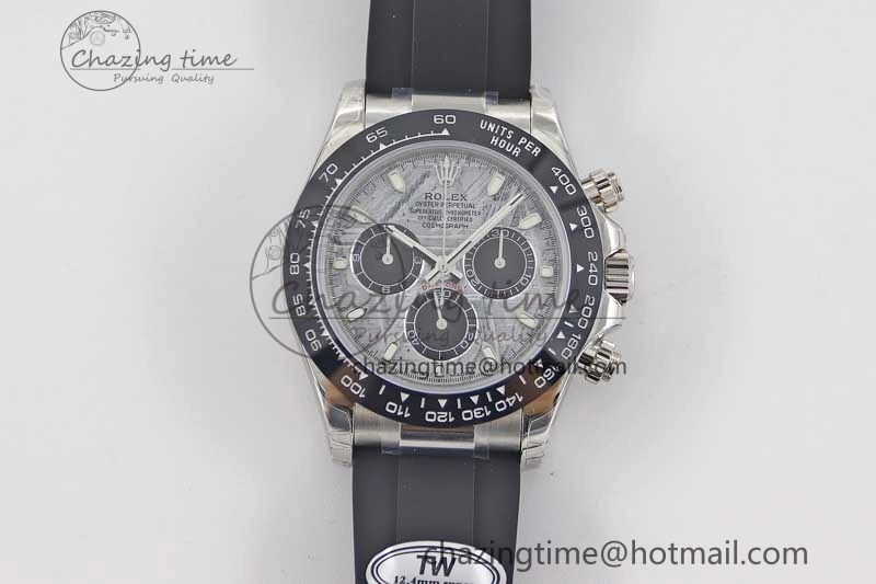 Daytona 116519 SS TWF 1:1 Best Edition 904L Steel Gray Meteorite Black Dial on Oysterflex Strap A7750