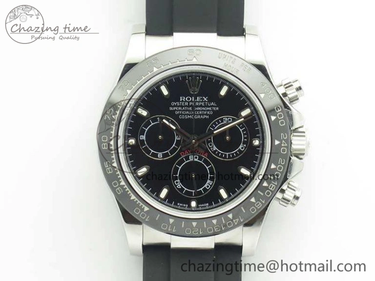 Daytona 116519LN JH Best Black Dial On Rubber Strap A4130 (Free XS Rubber )
