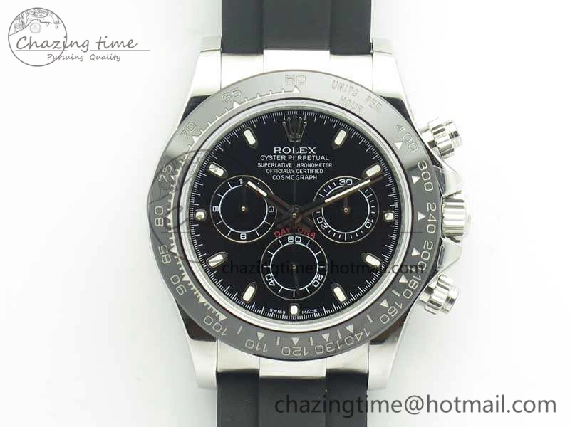 Daytona 116519LN JH Best Black Dial On Rubber Strap A4130 (Free XS Rubber )