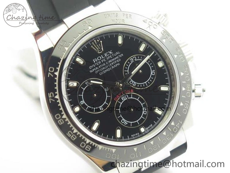 Daytona 116519LN JH Best Black Dial On Rubber Strap A4130 (Free XS Rubber )