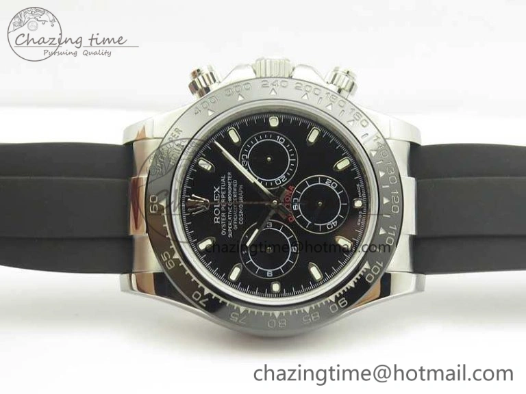 Daytona 116519LN JH Best Black Dial On Rubber Strap A4130 (Free XS Rubber )