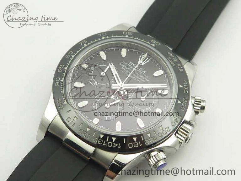 Daytona 116519LN JH Best Black Dial On Rubber Strap A4130 (Free XS Rubber )