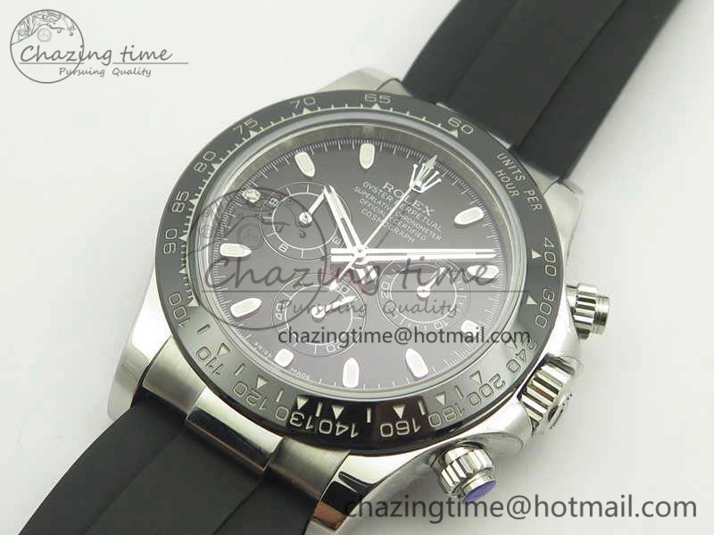 Daytona 116519LN JH Best Black Dial On Rubber Strap A4130 (Free XS Rubber )