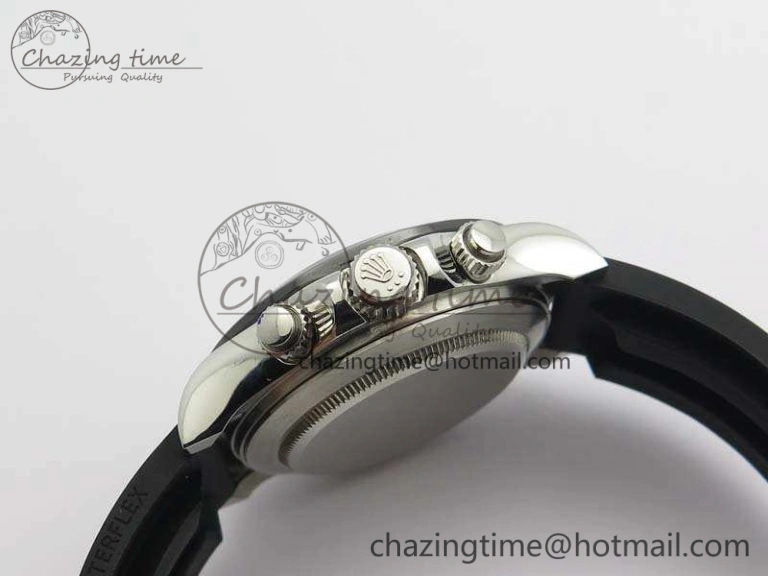 Daytona 116519LN JH Best Edition Black Dial Crystal Markers On Rubber Strap A4130 (Free XS Rubber Strap)