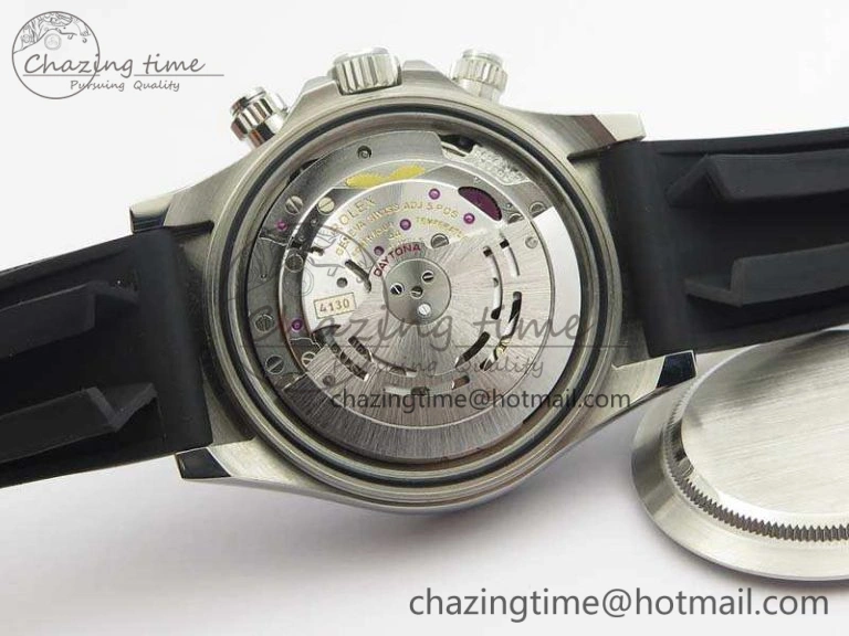 Daytona 116519LN JH Best Edition Black Dial Crystal Markers On Rubber Strap A4130 (Free XS Rubber Strap)