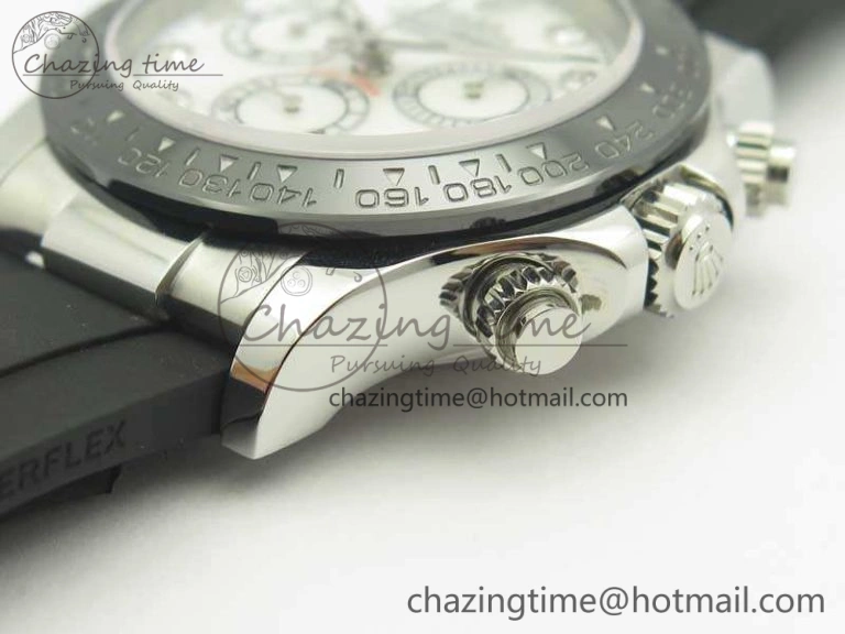 Daytona 116519LN JH Best White MOP Crystal Dial On Rubber Strap A4130 (Free XS Rubber )