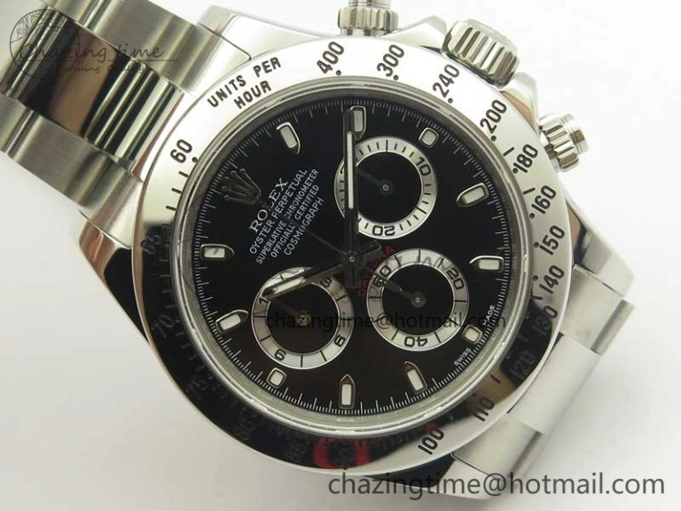 Daytona 116520 ARF 1:1 Best Edition 904L SS Case and Bracelet Black Dial A4130 Super Clone V2