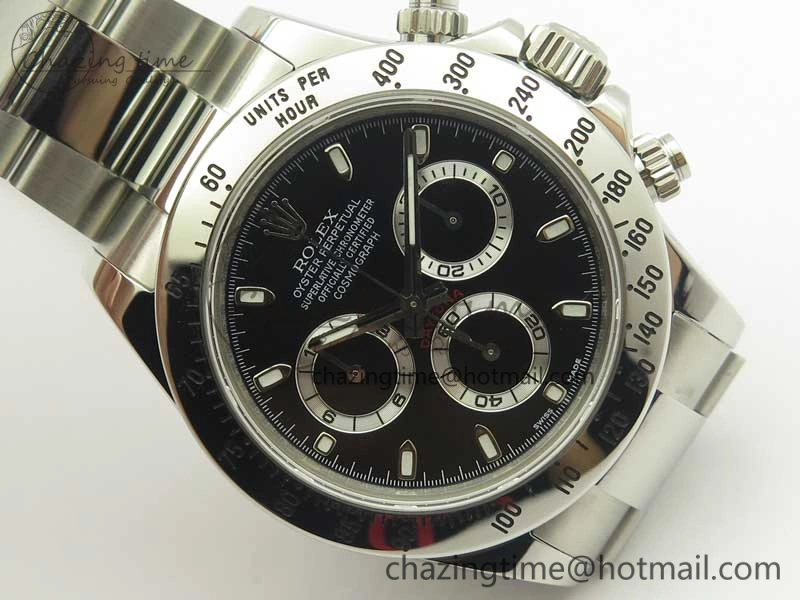 Daytona 116520 ARF 1:1 Best Edition 904L SS Case and Bracelet Black Dial A4130 Super Clone V2