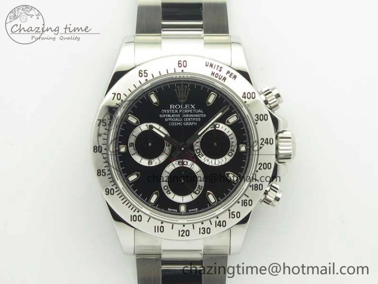 Daytona 116520 ARF 1:1 Best Edition 904L SS Case and Bracelet Black Dial A4130 Super Clone V2