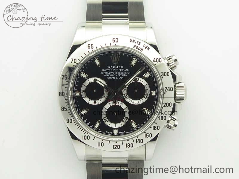 Daytona 116520 ARF 1:1 Best Edition 904L SS Case and Bracelet Black Dial A4130 Super Clone V2