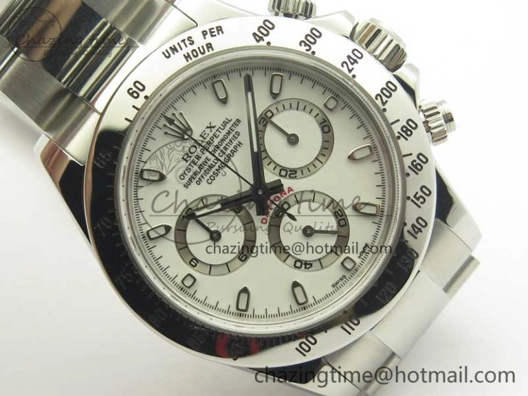 Daytona 116520 ARF 1:1 Best Edition 904L SS Case and Bracelet White Dial A4130 Super Clone V2