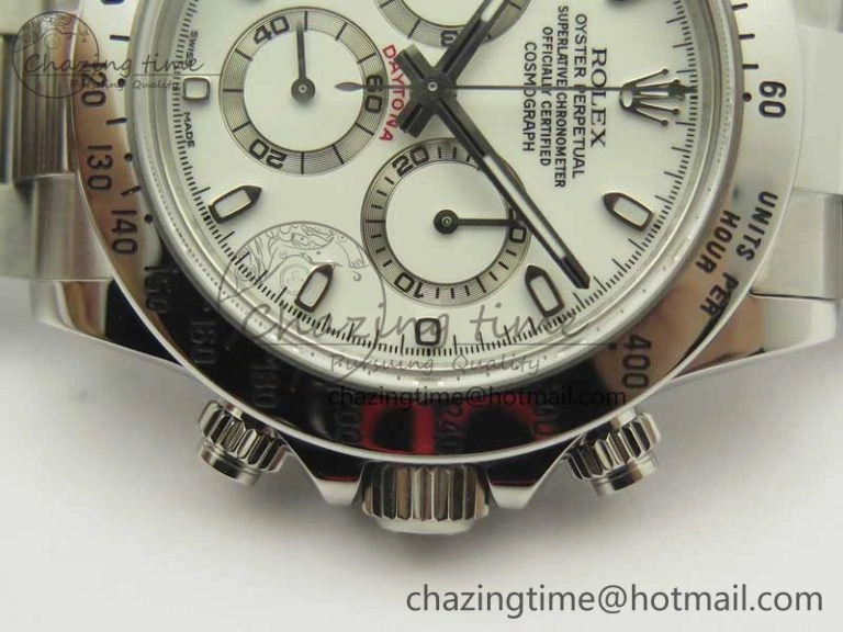 Daytona 116520 ARF 1:1 Best Edition 904L SS Case and Bracelet White Dial A4130 Super Clone V2