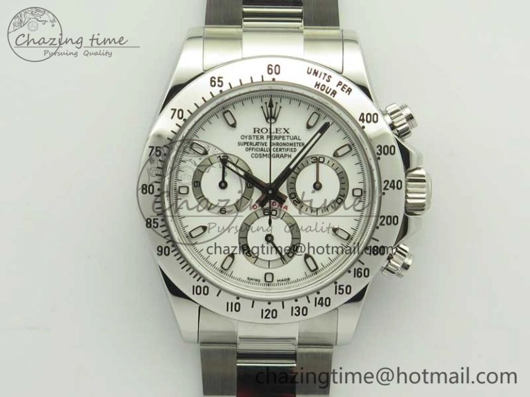 Daytona 116520 ARF 1:1 Best Edition 904L SS Case and Bracelet White Dial A4130 Super Clone V2