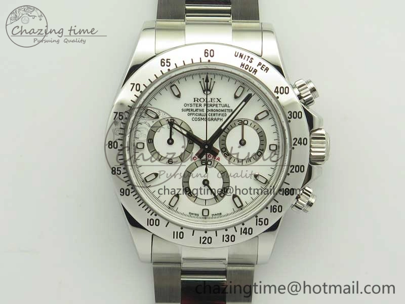 Daytona 116520 ARF 1:1 Best Edition 904L SS Case and Bracelet White Dial A4130 Super Clone V2
