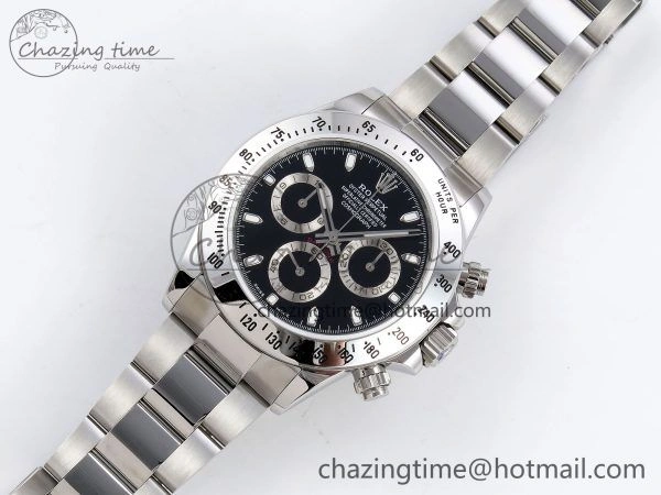 Daytona 116520 JDF 1:1 Best Edition 904L Steel Black Dial on SS Bracelet A7750