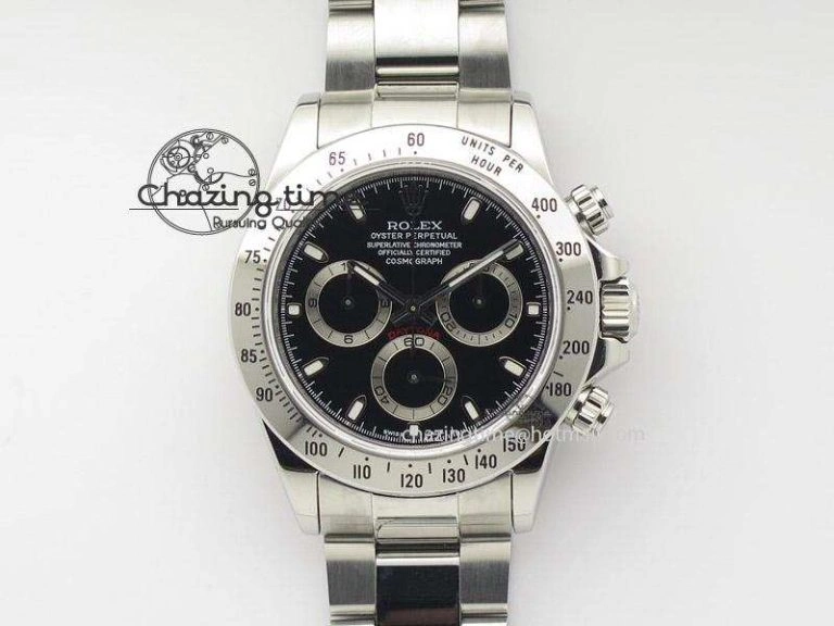 Daytona 116520 JF Best Edition Black Dial On SS Bracelet A23J (Same Thickness as Genuine)