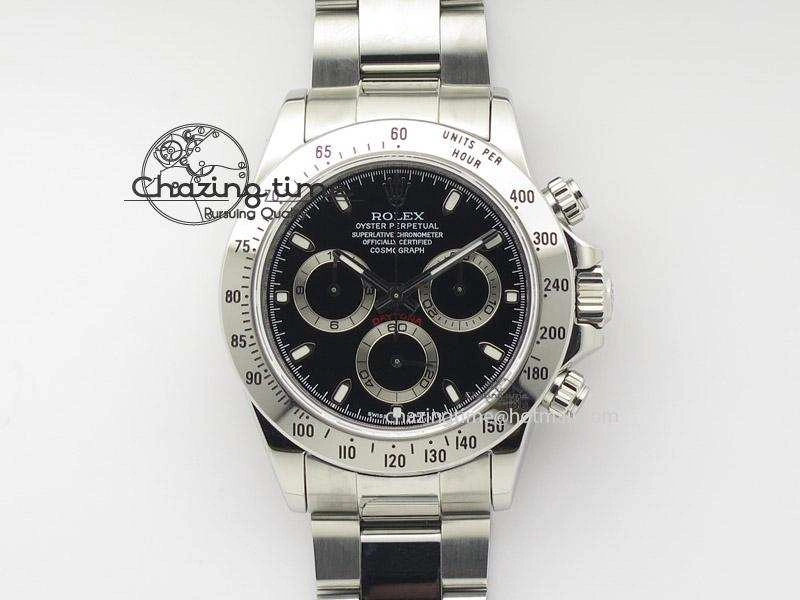 Daytona 116520 JF Best Edition Black Dial On SS Bracelet A23J (Same Thickness as Genuine)