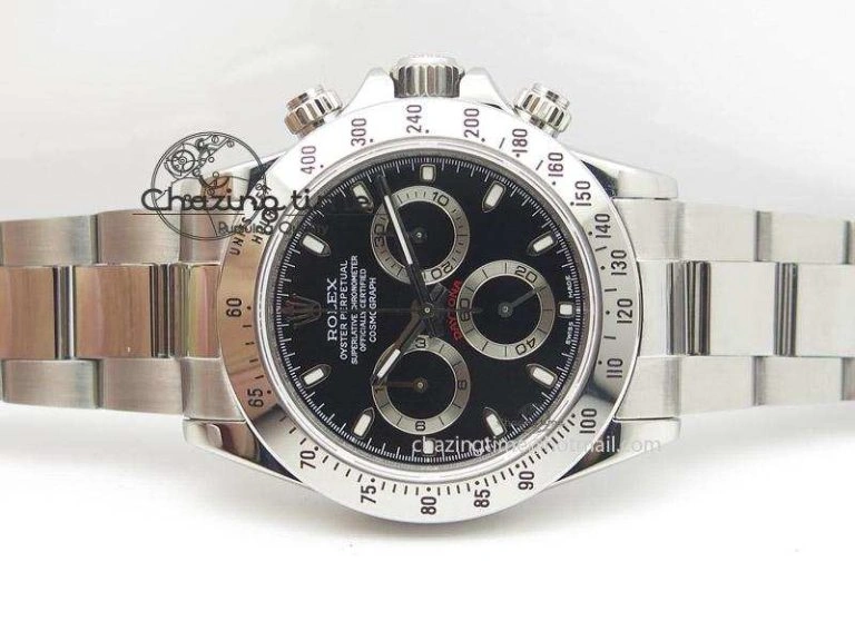 Daytona 116520 JF Best Edition Black Dial On SS Bracelet A23J (Same Thickness as Genuine)