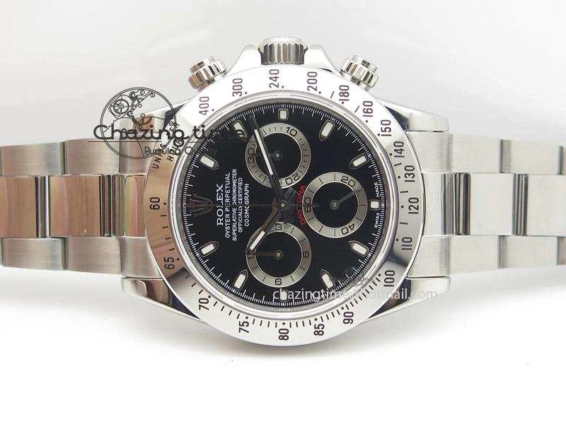 Daytona 116520 JF Best Edition Black Dial On SS Bracelet A23J (Same Thickness as Genuine)