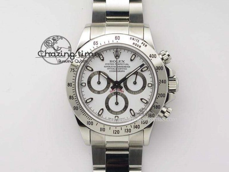 Daytona 116520 JF Best Edition White Dial On SS Bracelet A23J (Same Thickness as Genuine)