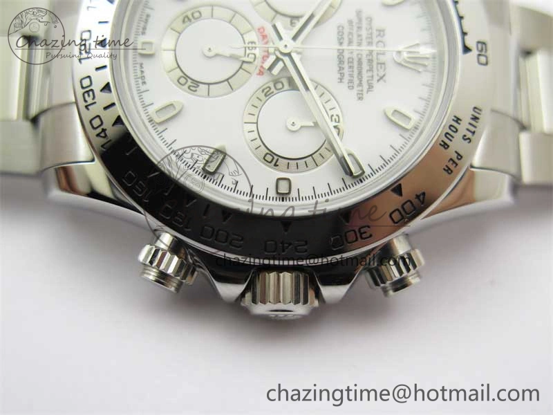 Daytona 116520 KKF 1:1 Best Edition 904L Steel White Dial on SS Bracelet A7750