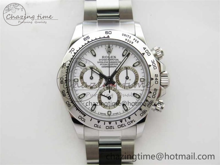 Daytona 116520 KKF 1:1 Best Edition 904L Steel White Dial on SS Bracelet A7750