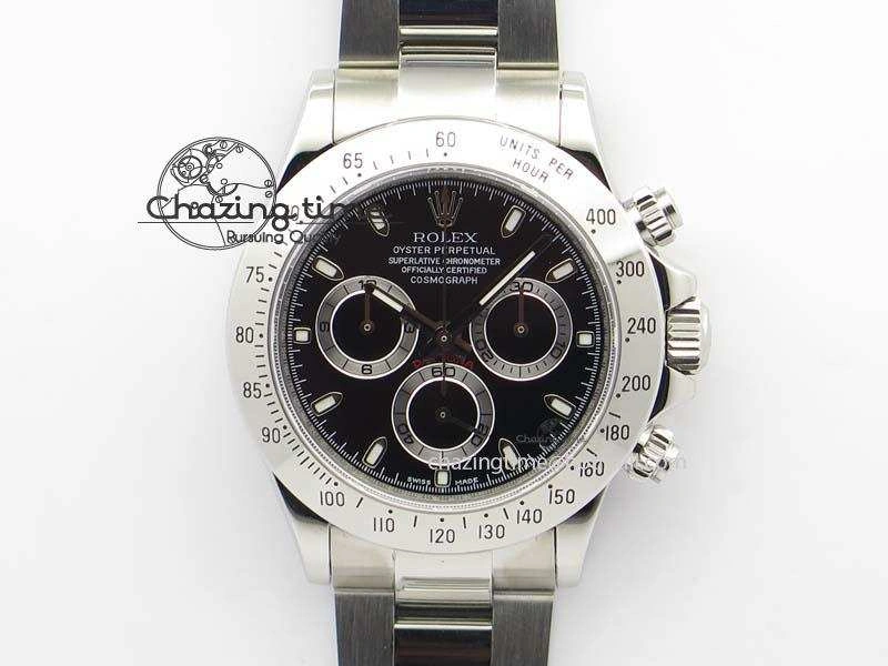 Daytona 116520 Noob Best Edition Black Dial On SS Bracelet A2824 (Same Thickness as Genuine)